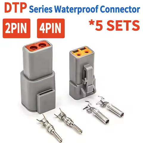 5Sets Deutsch DTP 2 Pin 4 Pin Gray Male Female Waterproof Electrical Auto Connectors Plug DTP06-2S D