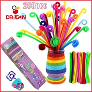 200pcs Chenille Wire Fluffy Sticks DIY Crafts Creative Toy Boxed Fuzzy Wire Packaging Plush Tube