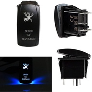 iJDMTOY Burn Ya' Bastard 5-Pin SPST ON/Off Blue LED Indicator Rocker Switch Compatible with Jeep Car