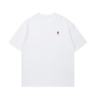 [embroidery Love] France imported Ami Paris Couple t Shirt Pure Original Summer Cotton Heavy Short S