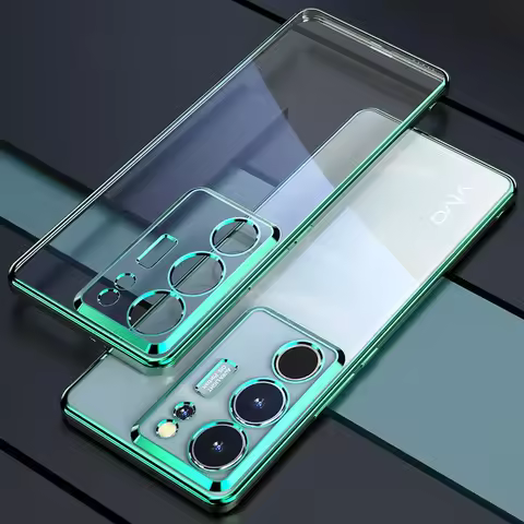Ultra-thin Plating Silicone TPU Case For VIVO V29 Lite V27 Pro Electroplating Transparent Back Cover