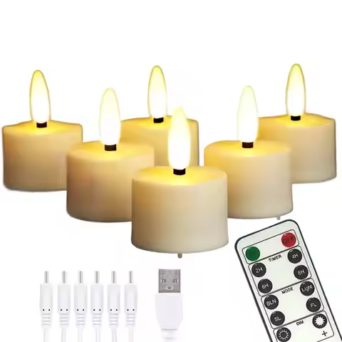 AFOURT-Remote Control Small Rechargeable Flameless Tea Light Candles, Function LED Votive Candles 2/
