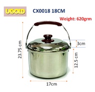 CX Stainless Steel Pot With Handle 18cm / 22cm | Periuk Keluli Tahan Karat Dengan Pemegang | Periuk
