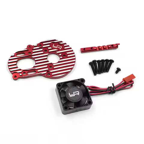 YEAH RACING ALUMINUM MULTI ANGLE MOTOR MOUNT PLATE W/YA-0180 FAN FOR KYOSHO FAZER D2 FZD2#KYFZ-025RD