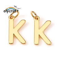 10pcs Brass with Jump Rings Letter golden Letter.K K: 10x6.5x1mm Hole: 2.5mm