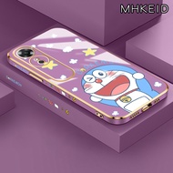 MHKEID Casing Ponsel untuk OPPO A17 A17K A9 2020 A5 2020 A31 A8 A59 F1s A54 A55 Case silikon lapisan pola kartun Doraemon Casing ponsel tahan guncangan HP lensa penuh kamera kesing pelindung Softcase