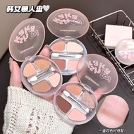 Kakashow [With Double Head Brush] Eye Shadow Four-Color Horizontal Silkworm Dish Eye Shadow Dish Nat