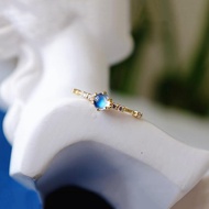 S925 Sterling Silver Moonstone Cats Eye Stone Ring Elegant Fine Womens Ring