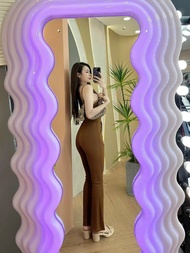 Đồ bộ thun gân sang chảnh ôm tôn dáng quần ống loe dài áo croptop cổ yếm set nữ đẹp mặc đi chơi hack