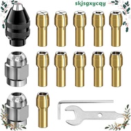 16Pcs Drill Chuck Collet Set, 1/32 to 1/8inch Drill Chuck Collet Set with 11Pcs Brass Collet, 3Pcs C