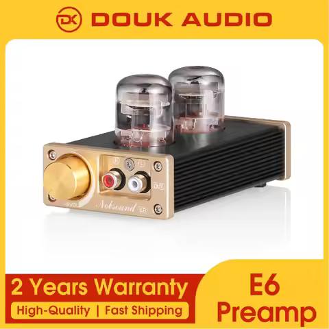 Douk Audio E6 HiFi Vacuum Tube Preamp 12J1S Tube Mini Class A Stereo Audio Pre-Amplifier for Desktop