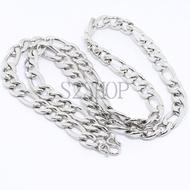 s2shop สร้อยคอสแตนเลสแท้ สร้อยคอพระ ลายโซ่ฝรั่ง ห้อยพระได้ 1 องค์ ความกว้าง 10 มม.ความยาว 16 18 20 2