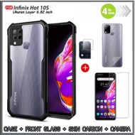 PAKET 4IN1 Case Infinix Hot 10s SoftHard HD Casing Hp + Tempered Glass