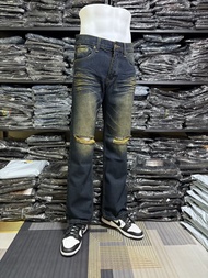 กางเกงยีนส์HiROCK แต่งเซอร์ขาดเข่า ฟอกสนิม R496
