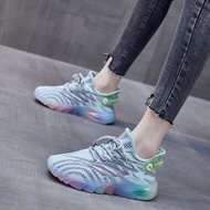 AT/👟Coconut Shoes Women's Sports Rainbow Jelly Bottom2023Mesh Breathable Spring and Summer Flying Woven Running Student