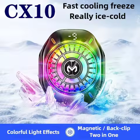 MEMO 2025 NEW CX10 Semiconductor Phone Cooler with RGB Colorful Lights Magnetic Clip 2 in 1 Ice Free