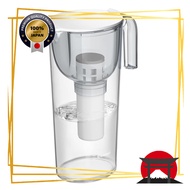 Compact Alkaline Water Filter Pitcher - Genuine Japanese Product with 1 Cartridge (Gray & Brown Opti
