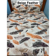 Beige Feather Full Garter Premium Canadian Cotton Bedsheets and Pillowcase.