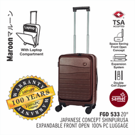 SAMEL 20" FGD 533 JAPANESES CONCEPT SHINPURUSA PREMIUM EXPANDABLE FRONT OPEN 100% PC LUGGAGE