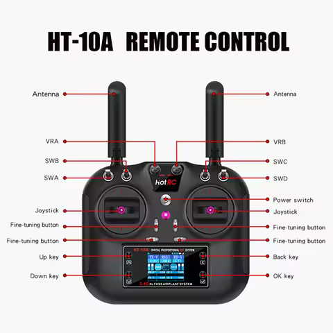 Hotrc HT-10A/HT-8A HT10A 2.4Ghz 10CH/ 8CH Remote Controller F-10A Receiver For RC Airaft Vehicle Boa