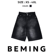 Bemingjeans053(XS-4XL) - Beming Jorts Jeans Ver.4 ยีนส์ขาสั้น 3 ส่วน ฟอกดำเฟด  ยีนส์แท้ เนื้อนิ่ม