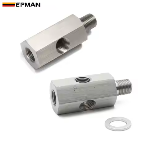 EPMAN 1/8'' NPT & 1/8" BSPT & M10X1.0 Oil Pressure Sensor Tee to NPT Adapter Turbo Supply Feed Line 