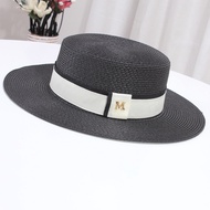 French Flat Top Straw Hat Female Summer Sunscreen Sun Hat Travel Vacation Seaside Beach Hat British 