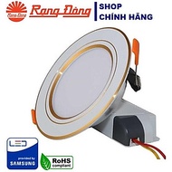 Đèn LED âm trần 7W Rạng Đông, khoét lỗ 90, vỏ nhôm đúc - (Viền vàng/ viền bạc)