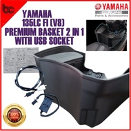YAMAHA LC135 FI PREMIUM BASKET (2 IN 1) WITH USB SOCKET / BAKUL PLASTIC USB CHARGER SOKET / LC V8 / 