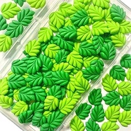 100 Pcs Green Leaves Slime Charms, Cute 2 Colors Leaves Resin Charm, Bulk Phone Case Flatback Decode