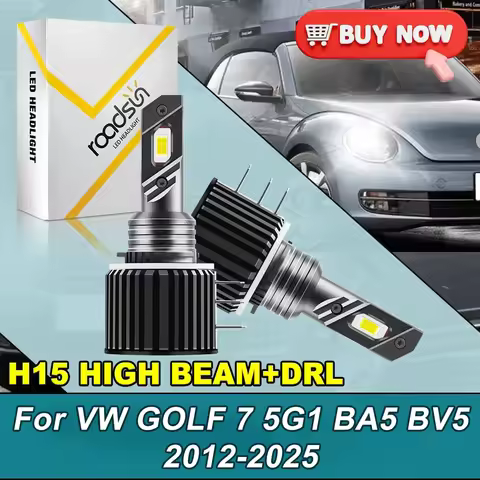 2PCS For Volkswagen GOLF 7 5G1 BA5 BV5 2012-2025 LED Headlights H15 3570 CSP Chip High Beam+DRL Canb