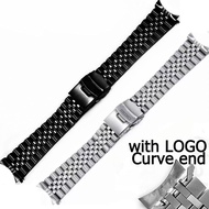 Black Silver Metal Strap with Logo for Seiko Solid Stainless Steel Band Skx007 Skx009 SRPD63K1 18/19/20/21/22/23/24mm  Men's Strap Jubilee Curved End Bracelet