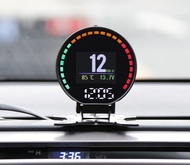 P15 OBD2 HUD Head UpจอแสดงผลOBD2รถวัดความเร็วรถเทอร์โบเพิ่มแรงดันเมตรปลุกเครื่องอ่านโค้ดความเร็วโปรเ