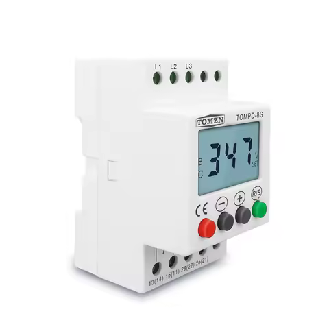 TOMZN 3 Phase Din Rail Voltage Relay Adjustable Under Over Voltage Protector Voltage Monitoring Prot