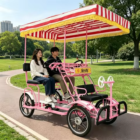 2 Person Surrey Bike Pedal Touring Bike 1 Row Tandem Bicycle For Family Lover Can Customized Color
