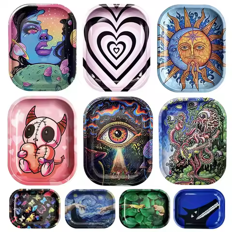 18*14cm Metal Tobacco Rolling Tray Cigarette Smoking Accessories Dish Tin Storage Plate Small Roller