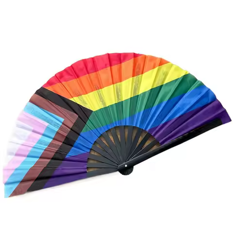 Gradient Colorful Rainbow Handheld Fan Cooling Decorative Folding Dance Fan Pride Day Portable Chine