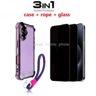 3in1 Casing Phone Case Cover+Tempered Glass for Huawei Honor Nova Y73 Y72 Y63 Y9S Honor 90Lite X50i 