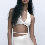 ZARA BEJEWELED SATIN HALTER NECK TOP