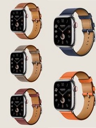 Hermes apple watch S9/ 愛馬仕手錶/蘋果智能手錶/運動手錶，41mm/45mm，銀盤/黑盤，皮帶/編織/硅膠/環保錶帶，大象灰錶帶/金棕錶帶