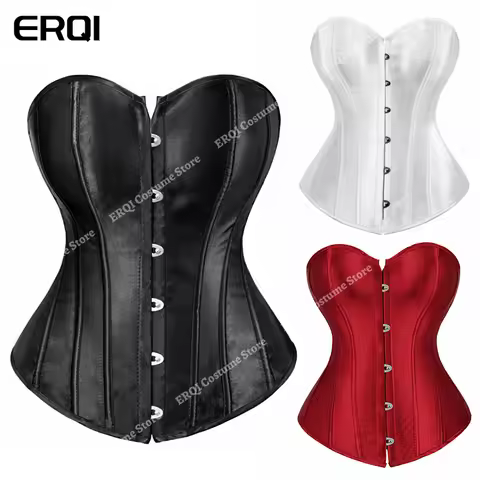 Black Bustier Corset Women Satin Vintage Corset Top Plus Size White Victorian Corset Costume for Wed