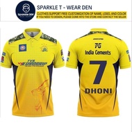 NAMENUMBER-FREE ENTER-Chennai Super Kings Dhoni 7 Fan polo Jersey
