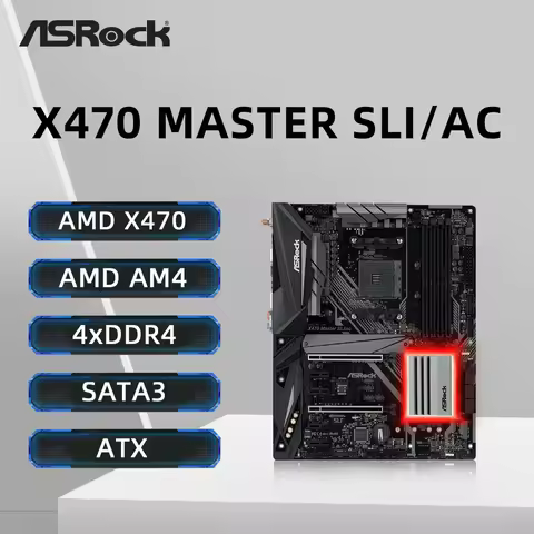 ASRock X470 MASTER SLI/AC Motherboard Support 2600 5600 5600G 5600X 5700X3D 5800X3D 5800X CPU 4xDDR4