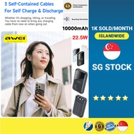 (SG)AWEI P64K P65K Powerbank Fast Charging 10000mAh Built In Type-C IPH Cable Display Mini Smart Hig