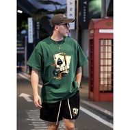 Stylish Green Summer T-shirt Set with 5D Embossed Dice Card Pattern, Soft and Beautiful 4-Way Cotton