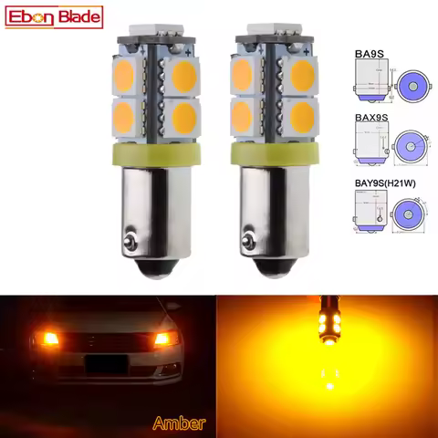 2Pcs Car LED Bulb 6V 12V 24V Amber Orange BA9S BAX9S BAY9S Interior Instrument Dome Reading Light So