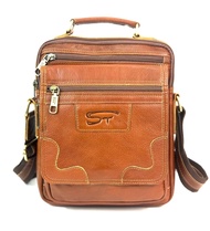 Chinatown Leather กระเป๋าสะพายหนังแท้หูจับซิปยื่นฝาหน้าสีน้ำตาลแทนipad2-3 7x21x27 cm (ใส่ipad2-3ได้)