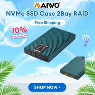 MAIWO NVMe Enclosure 2Bay RAID HDD Enclosure External Dual Bay NVMe SSD Case Type C 20Gbps max forM.