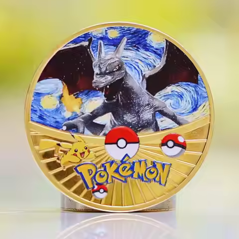 Pokemon Coins Metal Pokémon Coin Tcg Charizard Vmax Mewtwo Anime Commemorative Coins Collectibles Ca
