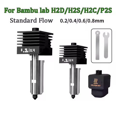 P2S Hotend For Bambu Lab H2D/H2S Assembly Hotend Kit 0.2 0.4 0.6 0.8MM Replaceable Nozzle For 3D pri